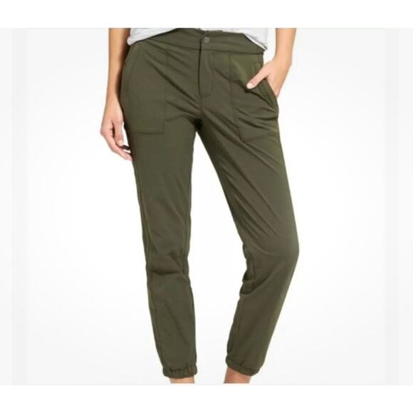 Athleta Trekkie Lightweight Stretch Jogger Pants Womens 14 Dark Green Pockets - Picture 8 of 8